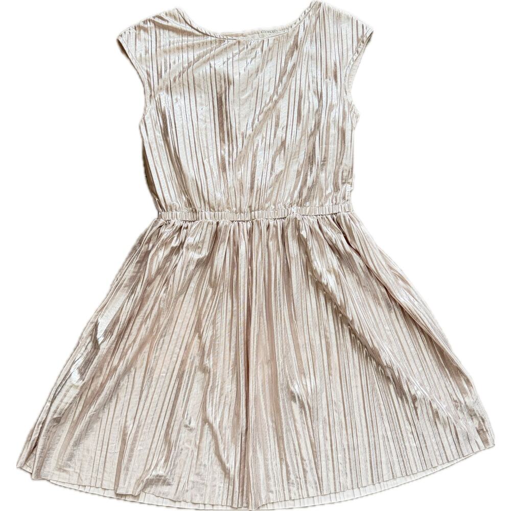 Crewcuts Girls Rose‎ Gold Metallic Pleated Dress J.Crew Dressy Glam Holiday 12